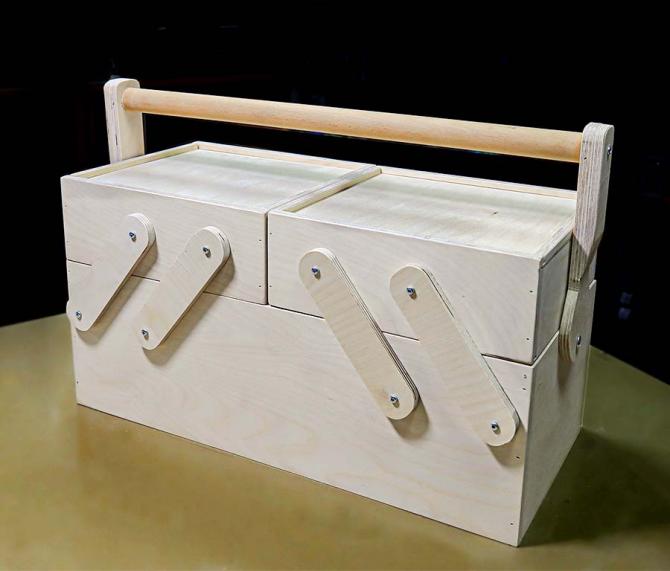 Multi-Purpose Folding Wooden Tool Box için görsel